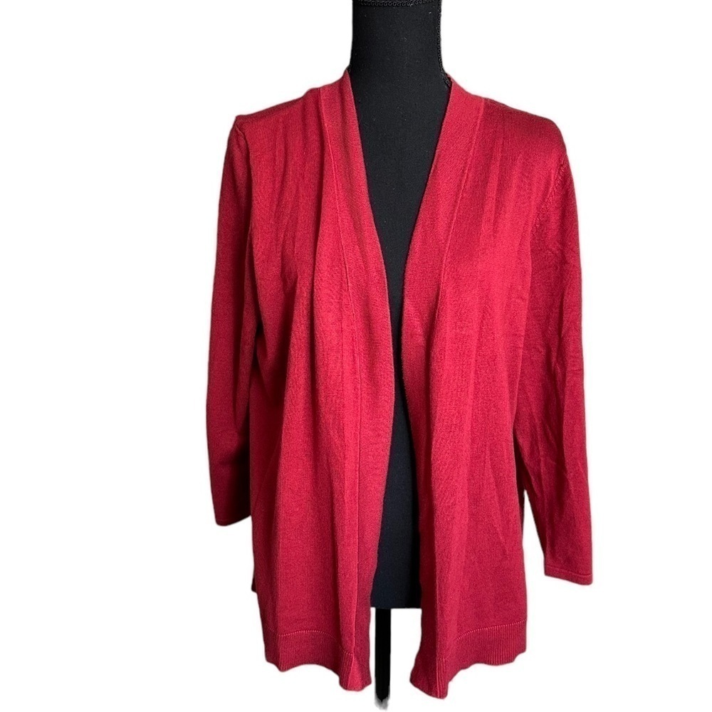 JM Collection Red Open Front Sweater cardigan size Large